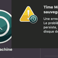 Error message in Time Machine System Preferences pane